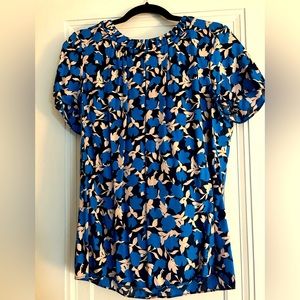Boden Ravello Top in Blue Pattern in size 14